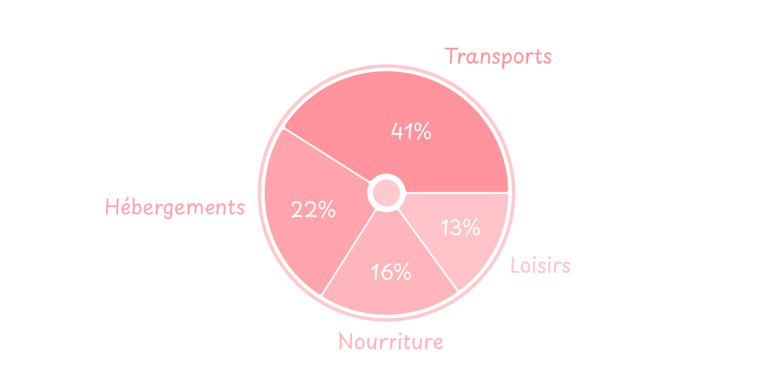 Camembert de répartition des dépenses en %
