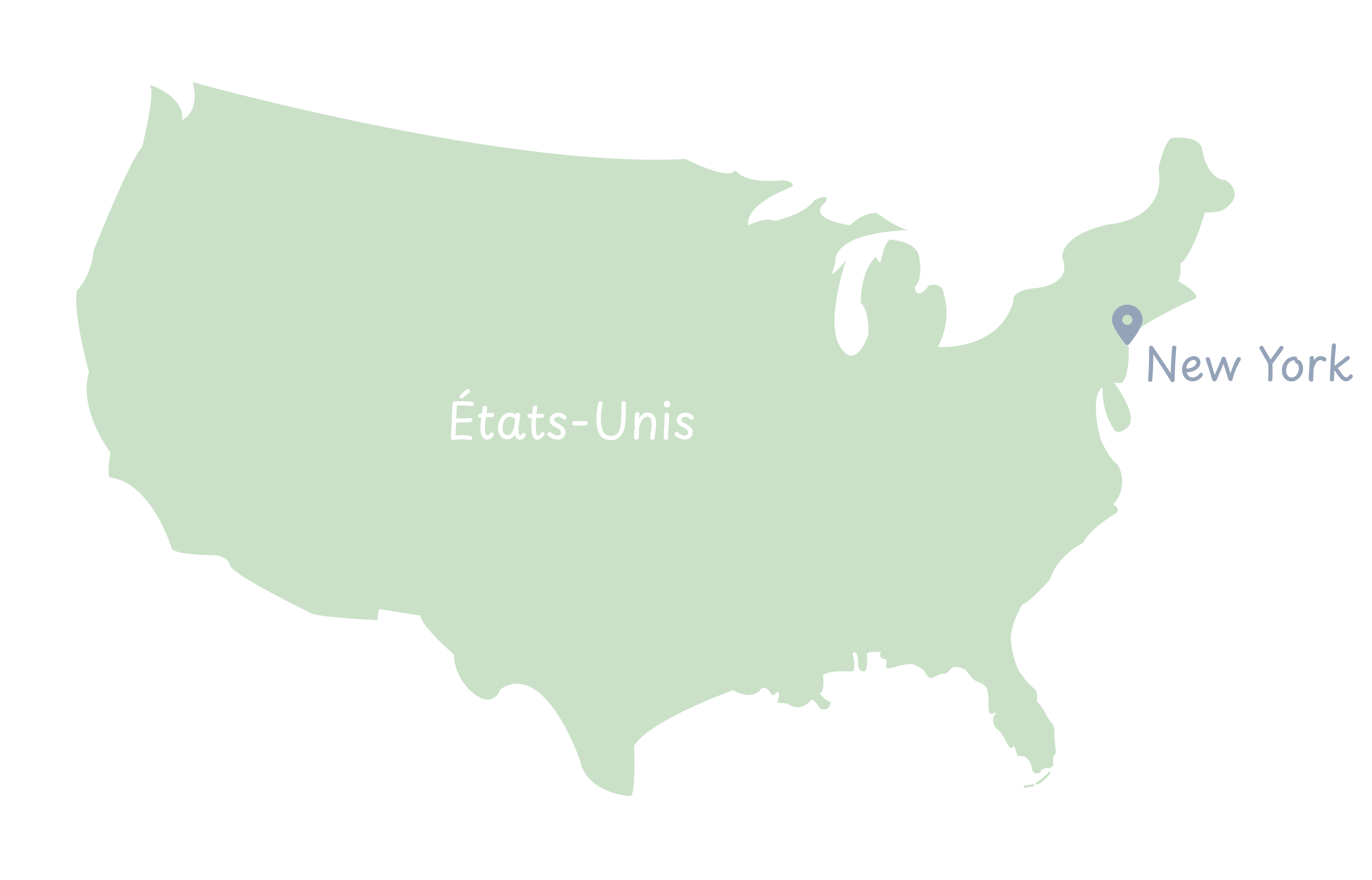 Carte dessinée des États-Unis avec New York
