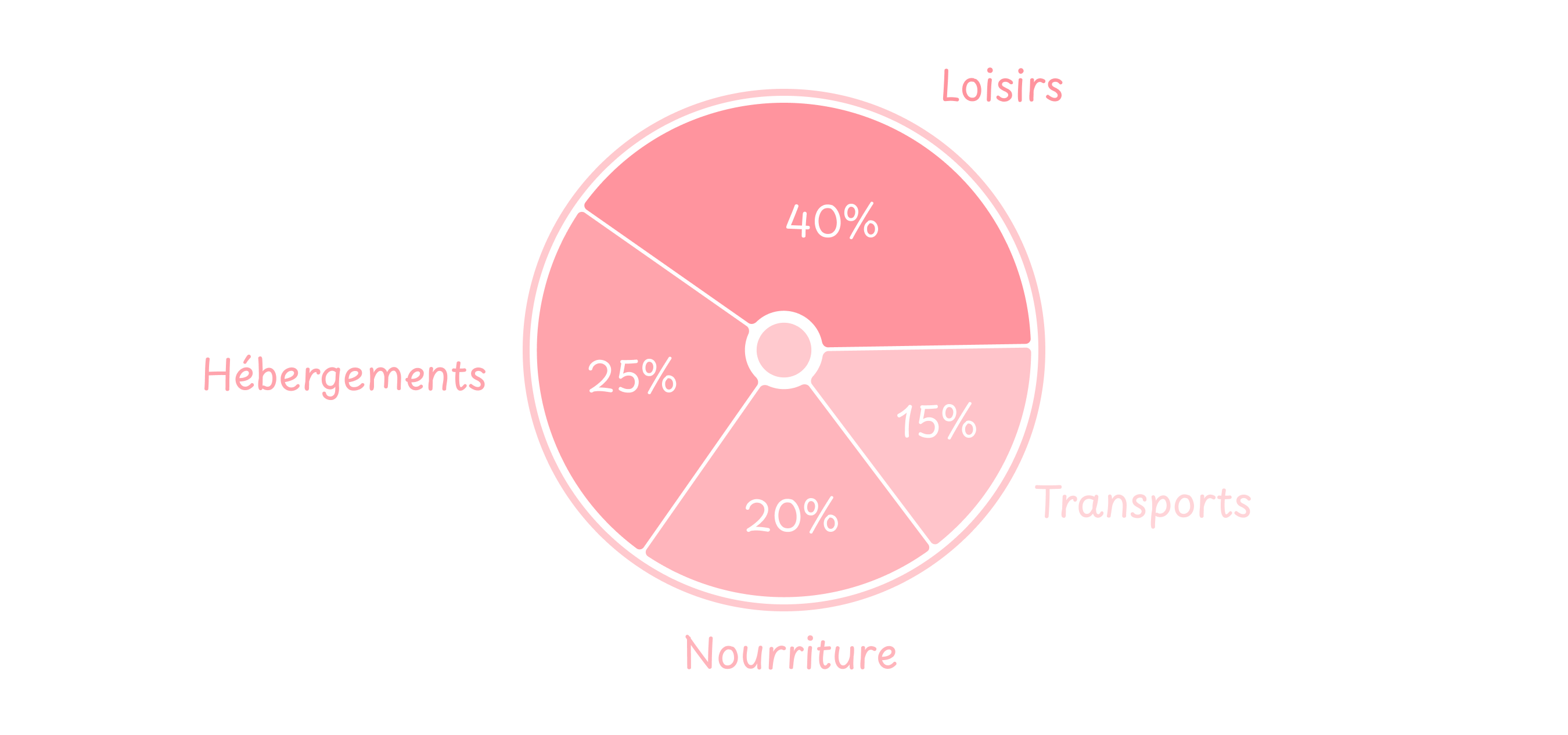 Camembert de répartition des dépenses en %