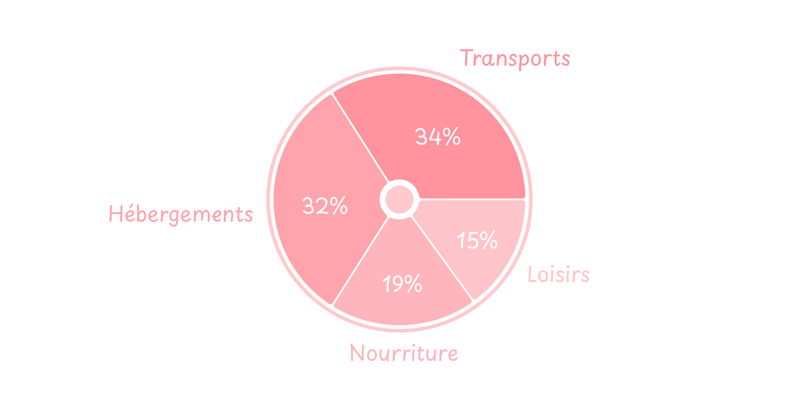 Camembert de répartition des dépenses en %