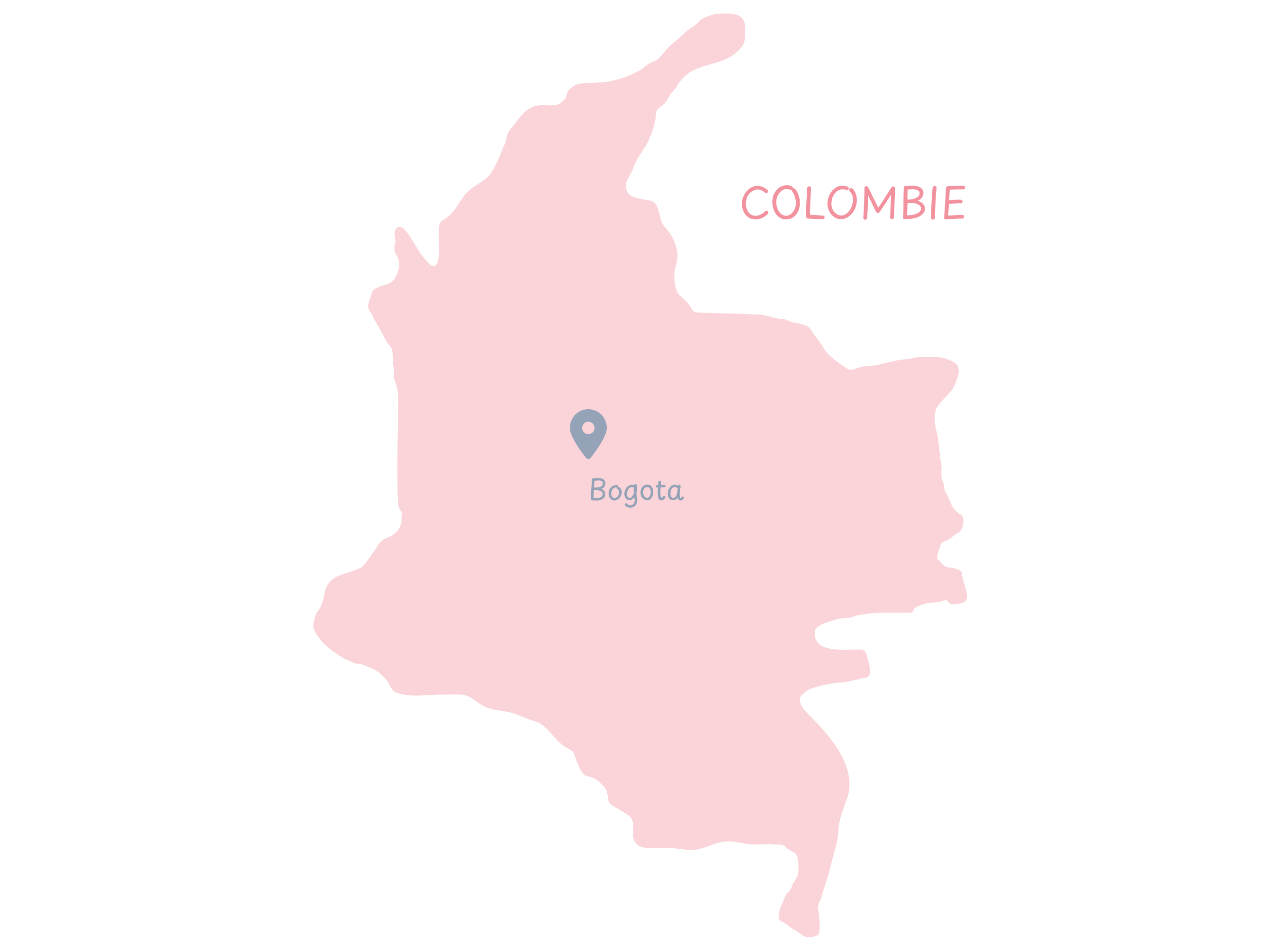 Carte dessinée de Colombie avec Bogota