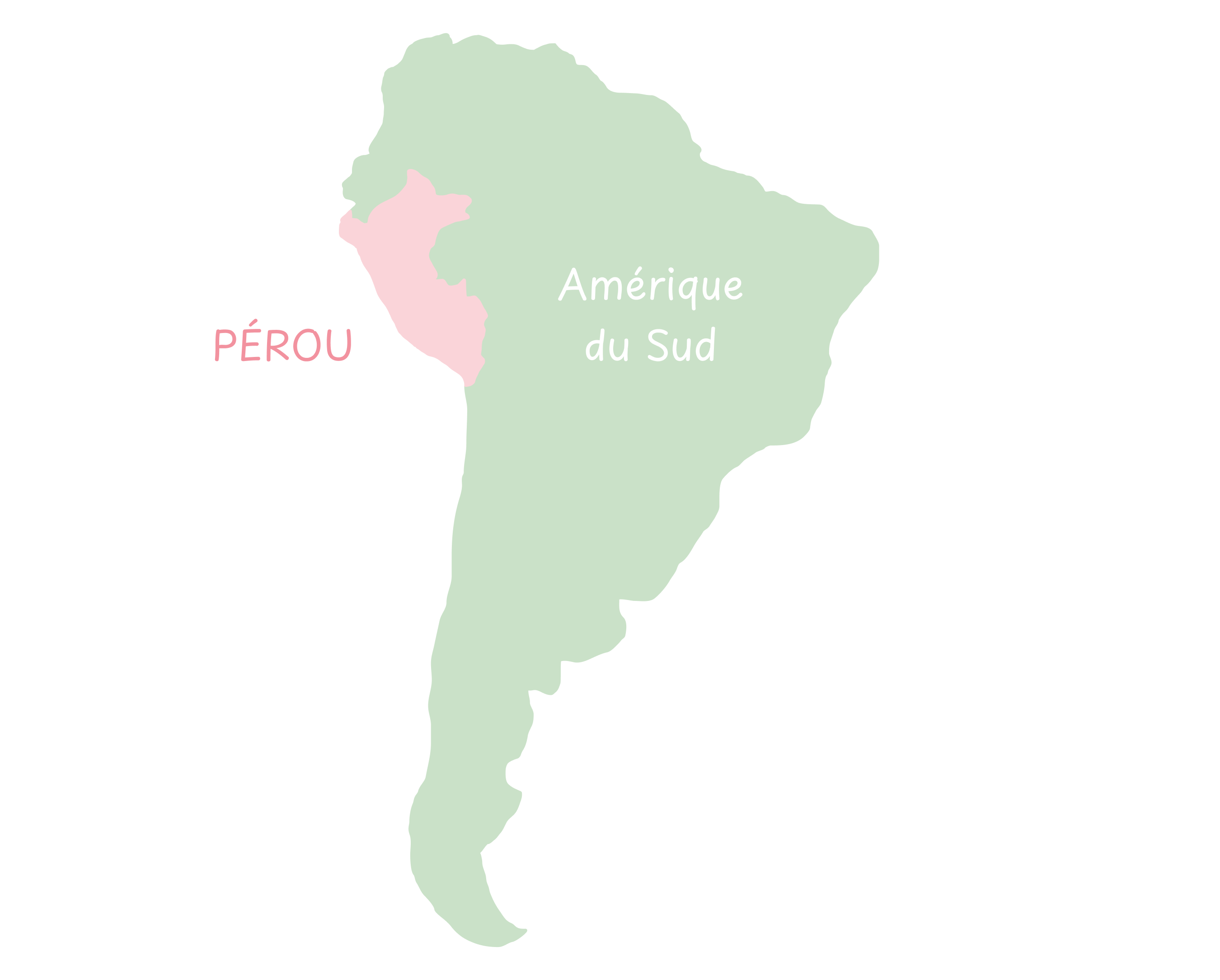 Carte dessinée du Pérou en Amérique du Sud