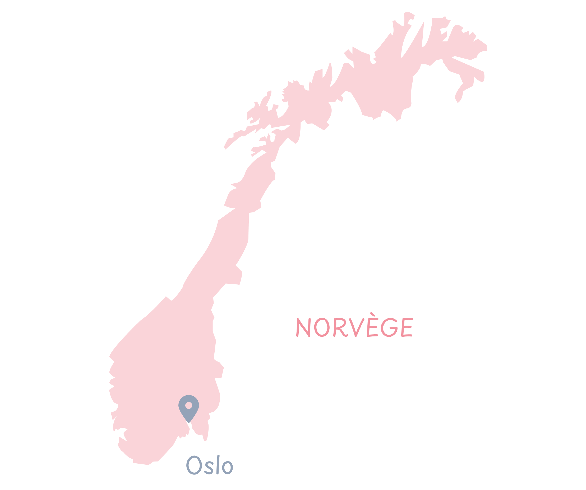 Carte dessinée de la Norvège avec Oslo