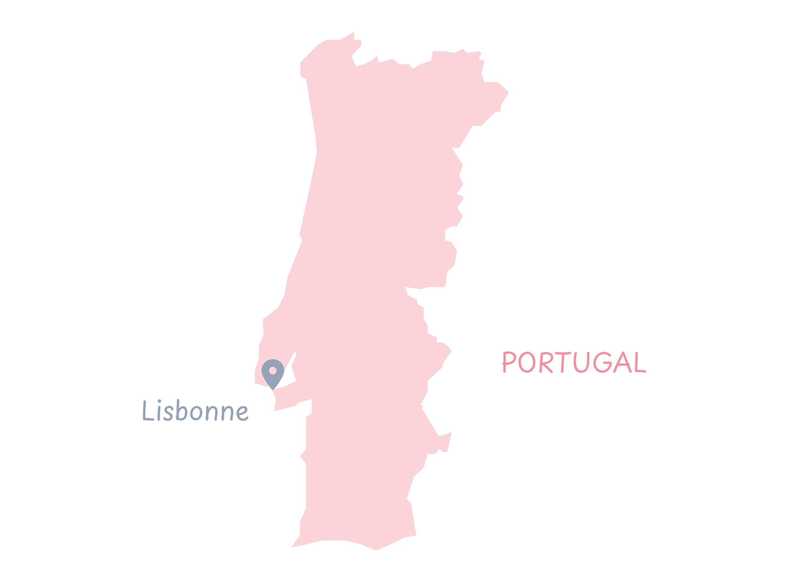 Carte dessinée du Portugal avec Lisbonne