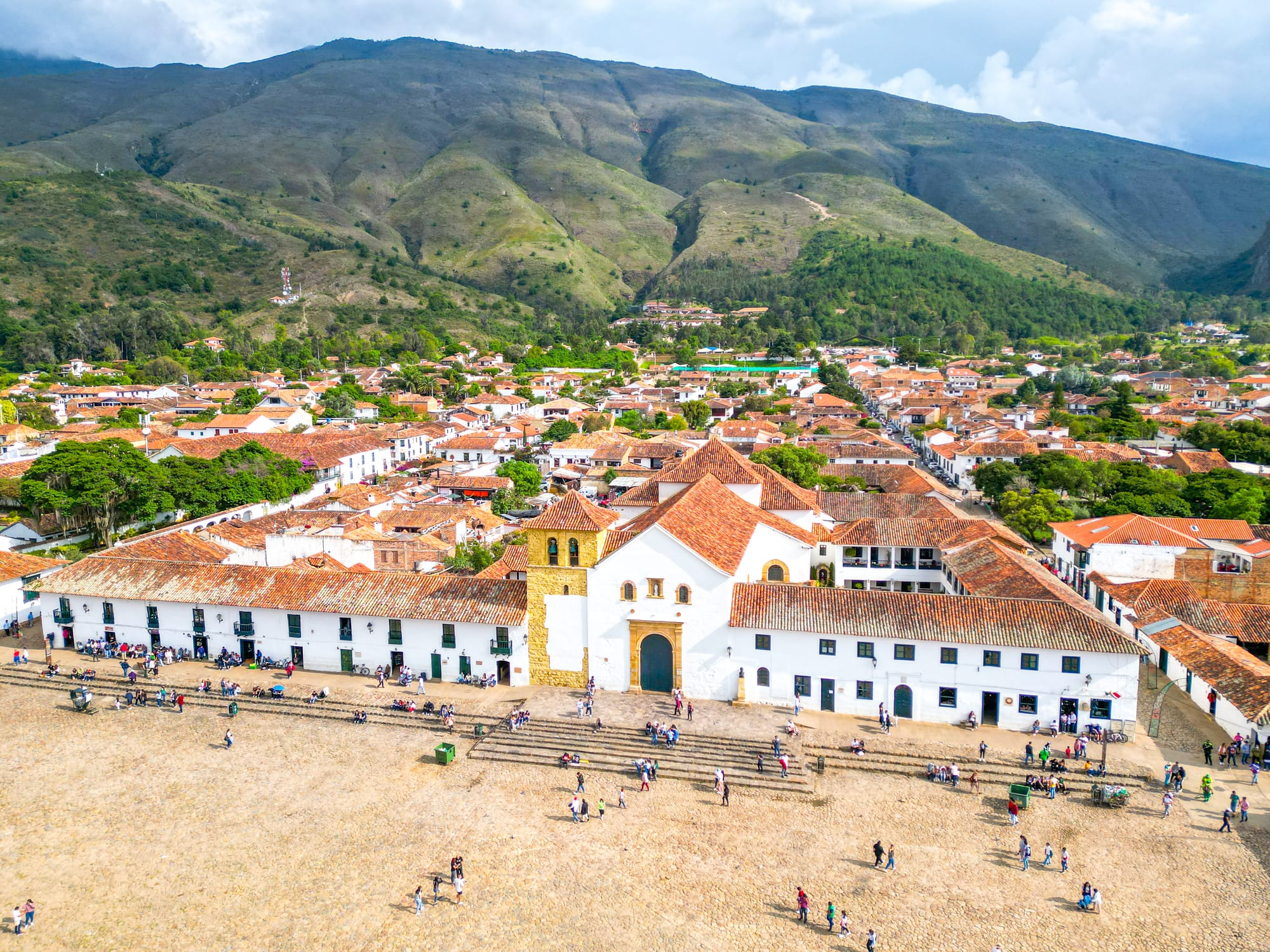 Vue aérienne de Villa de Leyva en Colombie